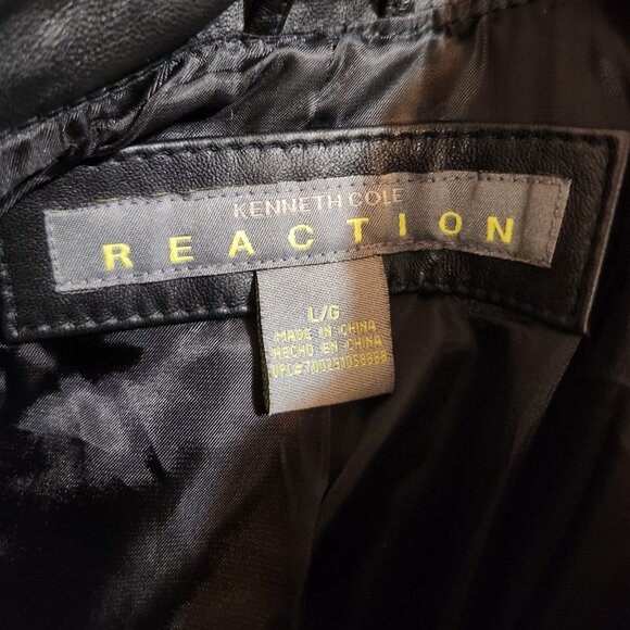 Kenneth Cole Reaction Authentic Leather Black Coat Size Large - Picture 10 of 12